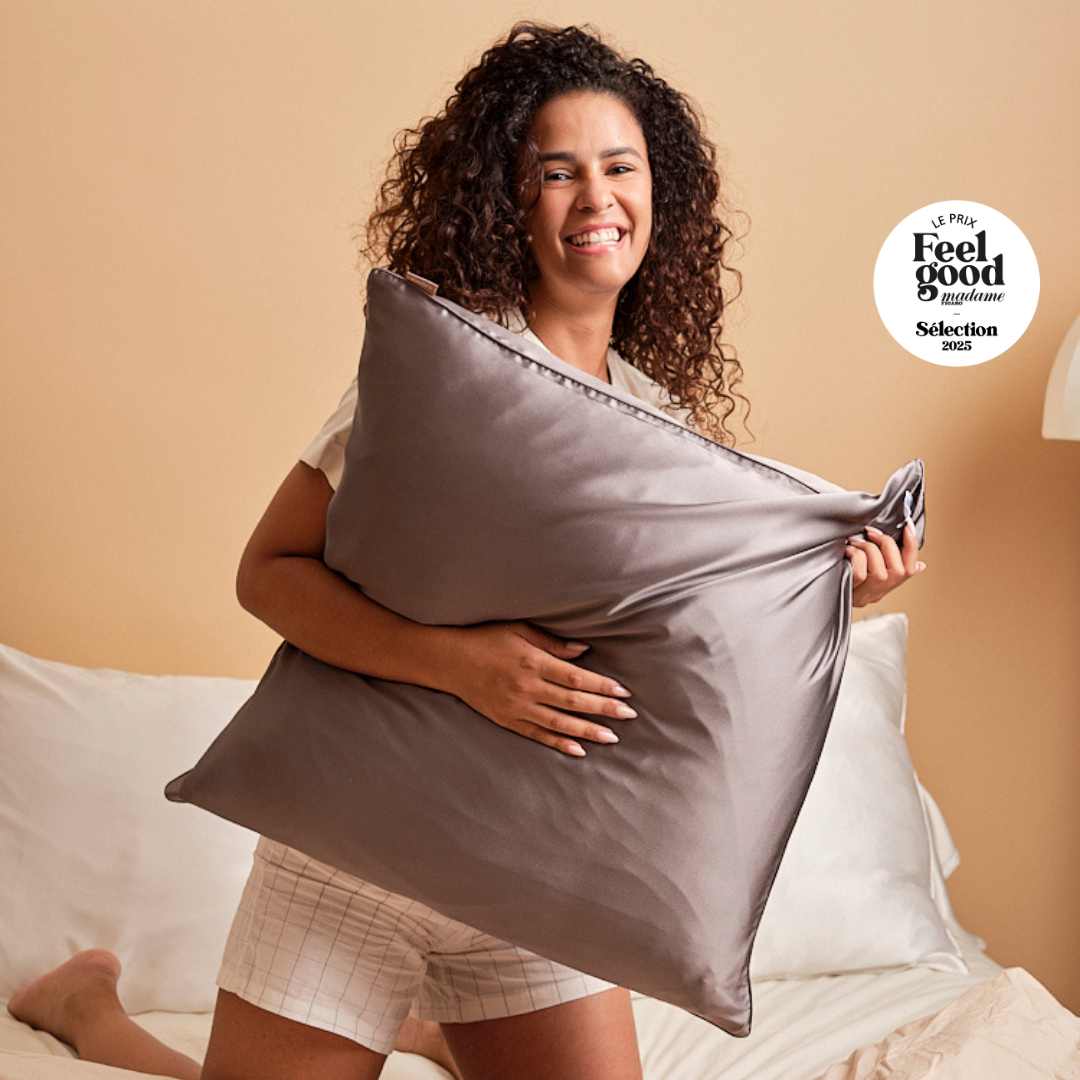 Taie d'oreiller 100% pure soie de mûrier - Gris intense