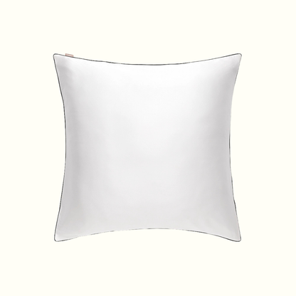 Taie d'oreiller 100% pure soie de mûrier - Blanc Piping Noir