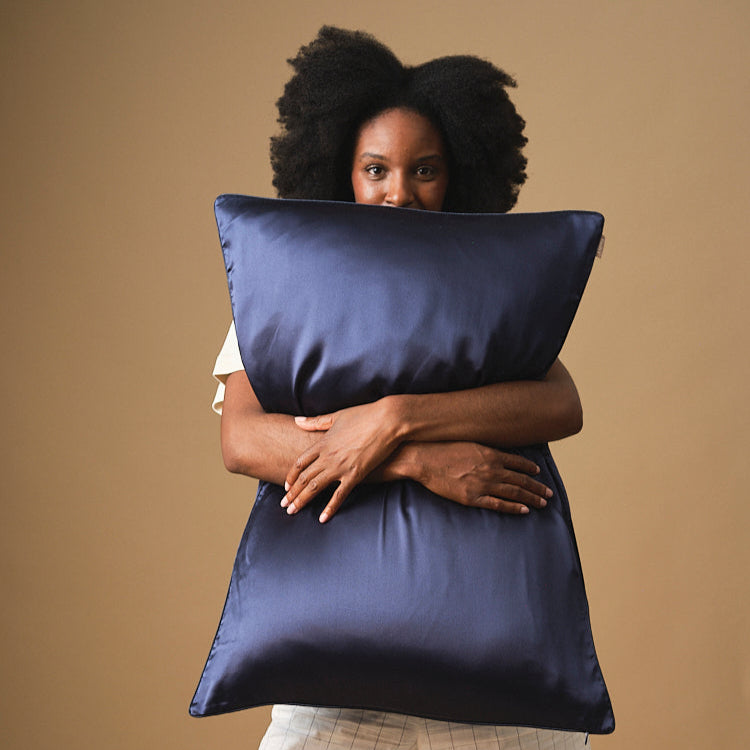 Taie d'oreiller 100% pure soie de mûrier - Bleu nuit