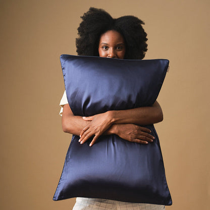 Taie d'oreiller 100% pure soie de mûrier - Bleu nuit